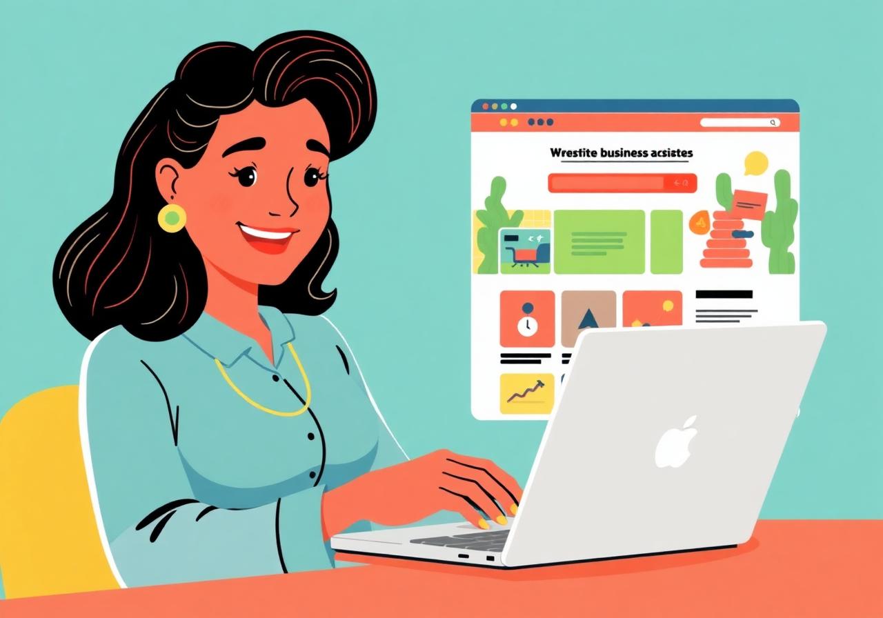 Happy small business owner with new website
